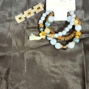 🔥2/$20🔥 NEW Hicdaw Bohemian Bracelet Multi-colored Tassel + Gold Hair Clip